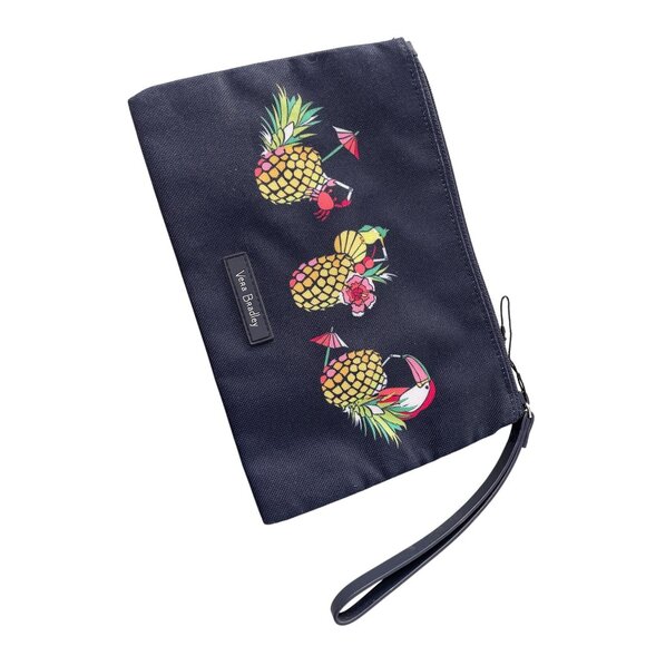 Vera Bradley Pineapple Print Wristlet Clutch Sips Gettin Real Toucan Party Navy - Picture 2 of 6